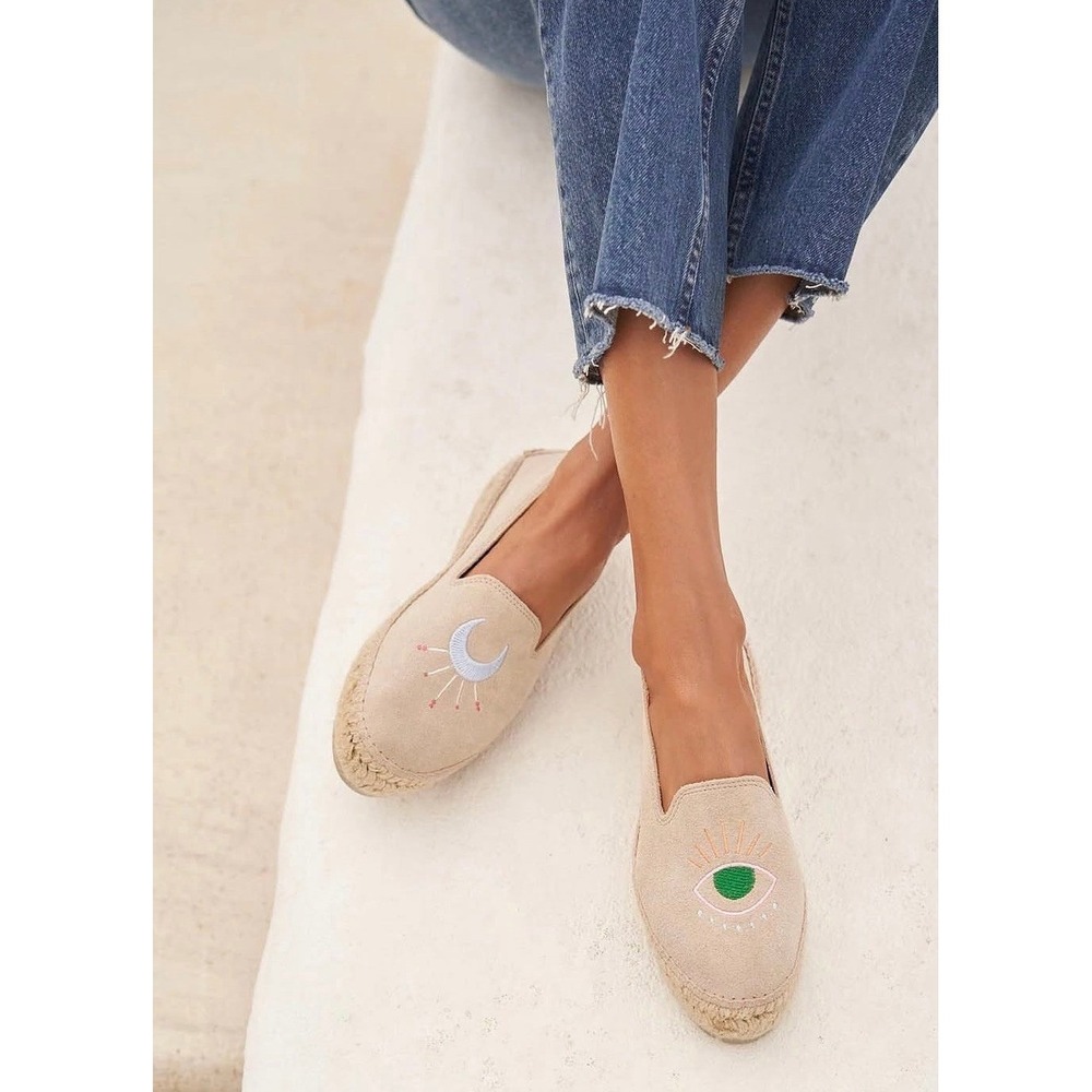 RARE Manebi Suede Espadrilles Evil Eye Design - Pristine condition SZ: 41  US 11